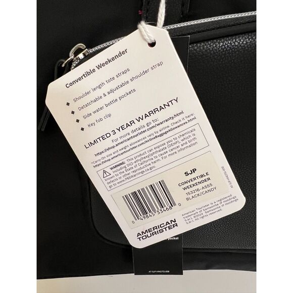 NWT Sarah Jessica Parker RFID convertible weekender bag in black and candy - Picture 5 of 15